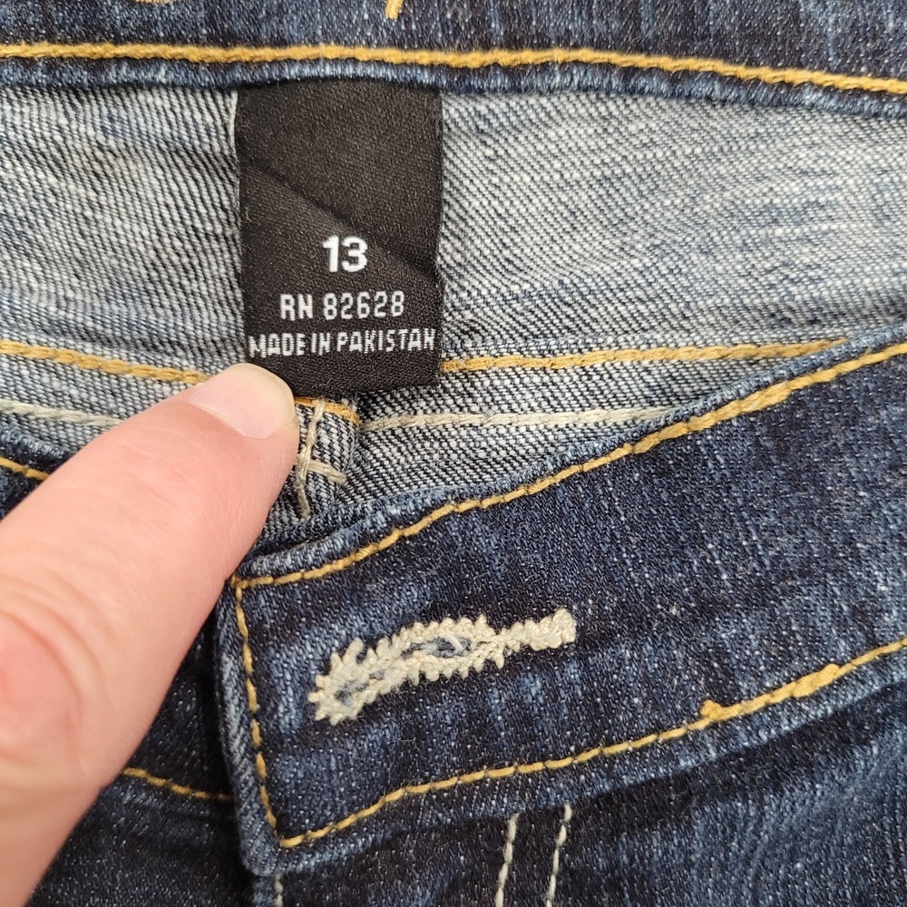 Southpole Womens 13 Flare Jeans Embroidered Pockets Mid Rise Denim Blue - Picture 8 of 14